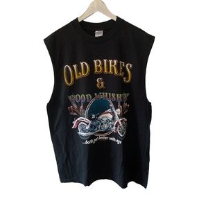 Vintage Motorcycle Muscle Tee Men’s Black Crew Neck Biker Chopper Y2K